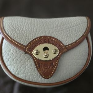 Dooney & Bourke White Pebbled Leather Crossbody Bag with Brown Trim